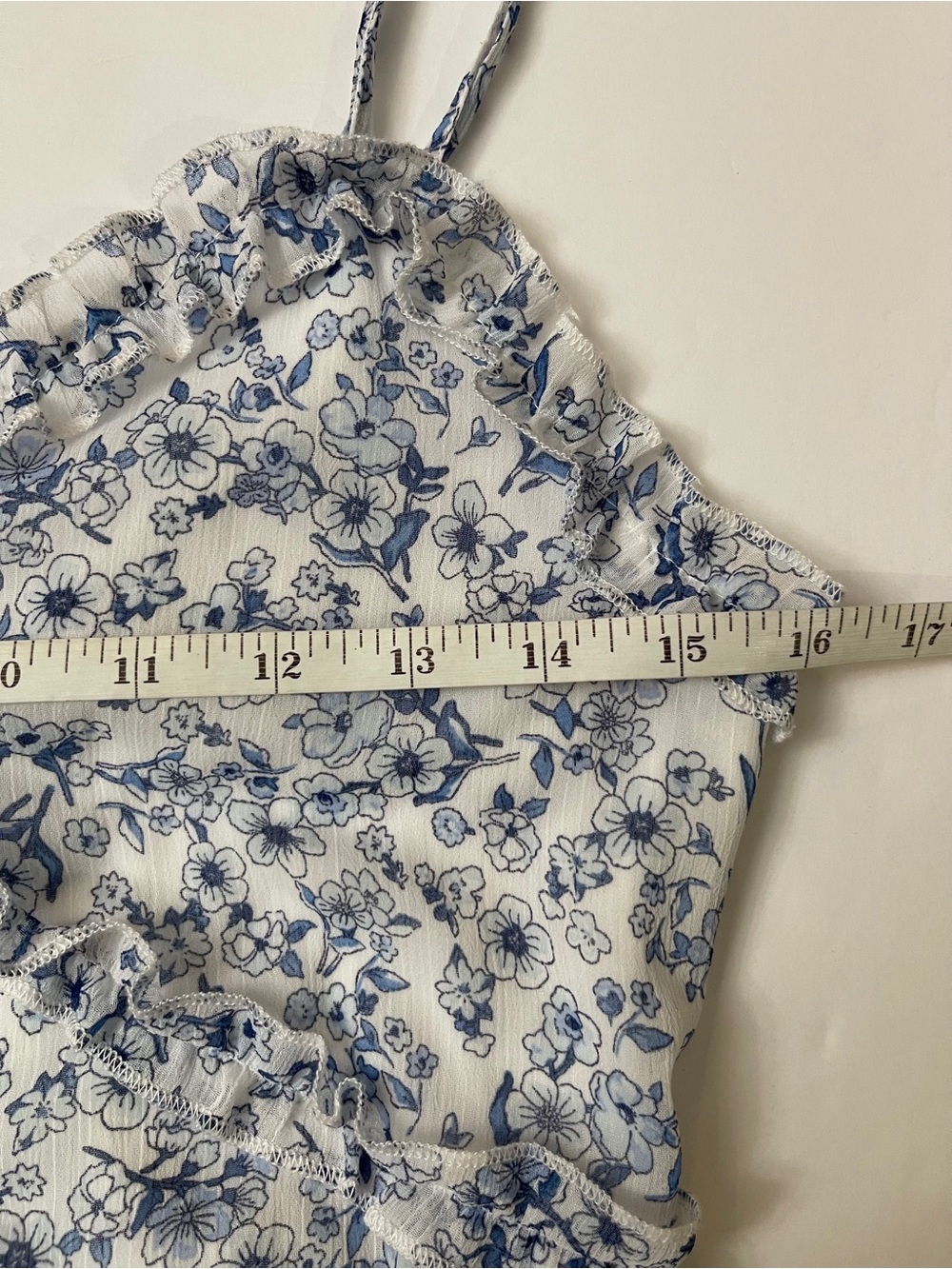 Blue Floral Prairie Maxi Dress Cottagecore Ruffle Sundress Medium - Picture 5 of 6